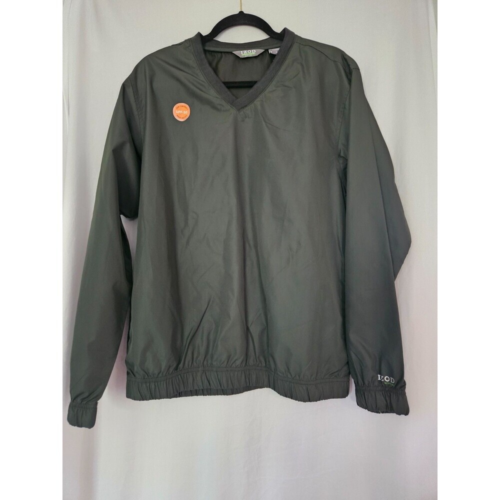 IZOD Men's Size Small V-neck‎ Nylon Windbreaker Pullover Golf Pockets Banded
